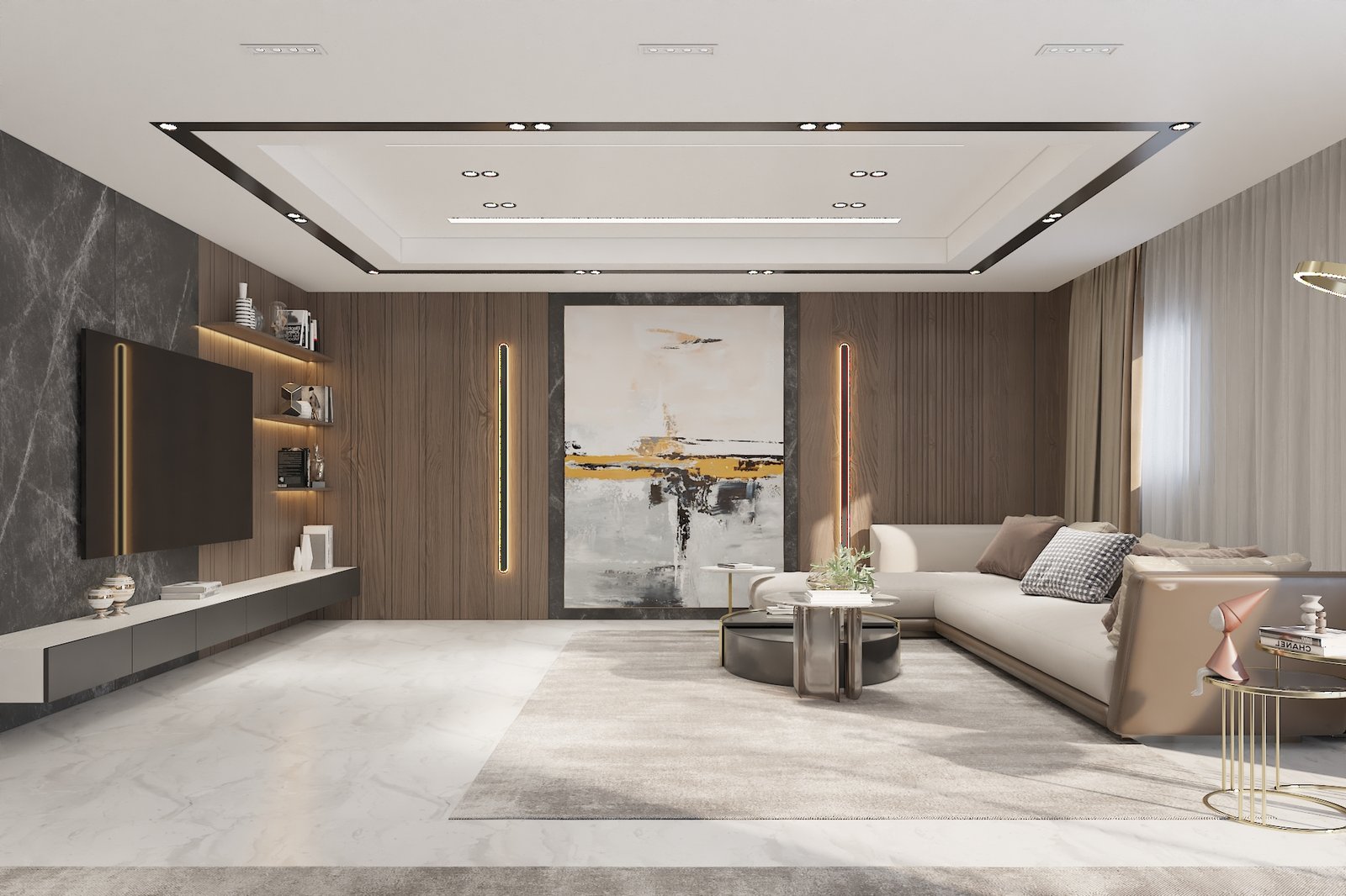 Image 1 (Reception Area – Full View with Wall Art & L-Shaped Sofa)